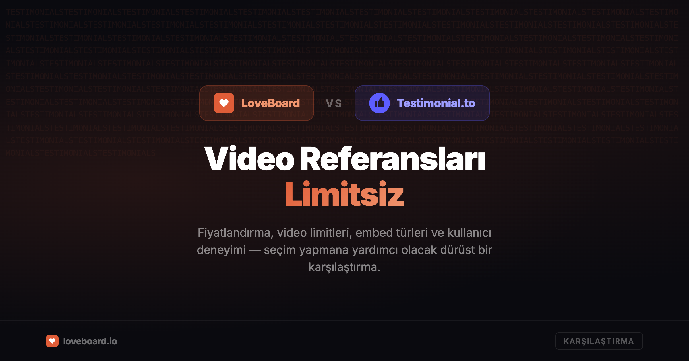 LoveBoard vs Testimonial.to: Limitsiz Video Yorum